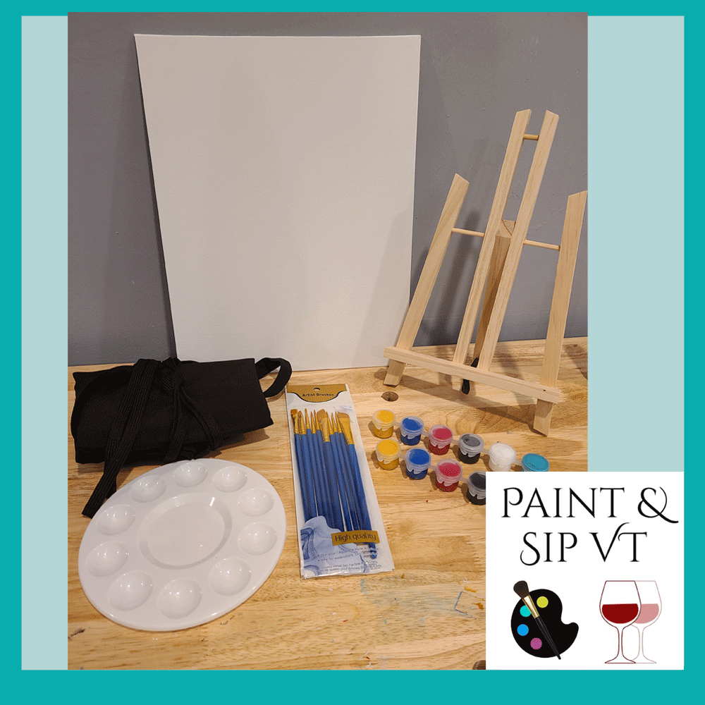 Premium Paint Package - Admission + Kit  Paint and Sip VT - Virtual Paint  Classes and Paint Kits
